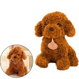 TOYANDONA Time In Bed Toy Plush Toys Cute Soft Poodle Teddy Dog Figurine (Light Brown)