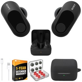 Sony WFG700N/B INZONE Buds Truly Wireless Noise Cancelling Gaming Earbuds, Black Bundle with Deco Silicone Case (Black), Memory Foam Ear Tips, USB-A to USB-C Cable & 1 YR CPS Enhanced Protection Pack