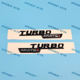Unbranded TURBO 4MATIC+ PLUS Fender Side Emblem Badge Gloss Black For AMG 2015-2023 C300