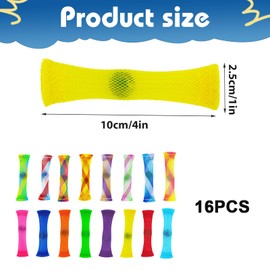 Girihe 16 PCS Mesh and Marble Fidget Toy, Ak lamater Marble Mesh Fidget Toy Meshs Marblee Woven Me/sh Tube Squeezing Toys, Marblee in Me/sh Helps Improve Focus Stress and Anxiety