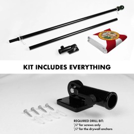 UD_G128 Combo Pack: 5 Ft Tangle Free Aluminum Spinning Flagpole (Black) & Florida FL State Flag 2x3 Ft, StormFlyer Series Embroi