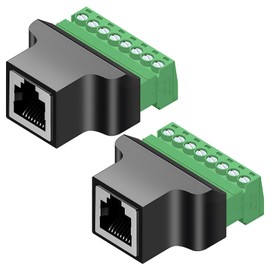RJ45 Screw Terminal Adapter, CCTV/DVR Ethernet Connector, RJ45 Female Jack to 8 Pin Screw, Compatible with Cat7, Cat6, Cat5, Cat5e Networks