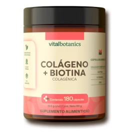VITAL BOTANICS - Suplemento Alimenticio - Colgeno Hidrolizado Con Biotina - Zinc y Vitamina C, B5, A, D y E - 180 Cpsulas - Vitaminas Para Mujeres -  