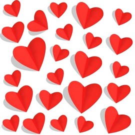 72 Pcs Valentine's Day Wall Decoration, 3D Heart Valentine Wall Stickers, Waterproof Wall Decals, for Wedding Anniversary Party Bedroom School Office Valentine's Day Decorations (Red)