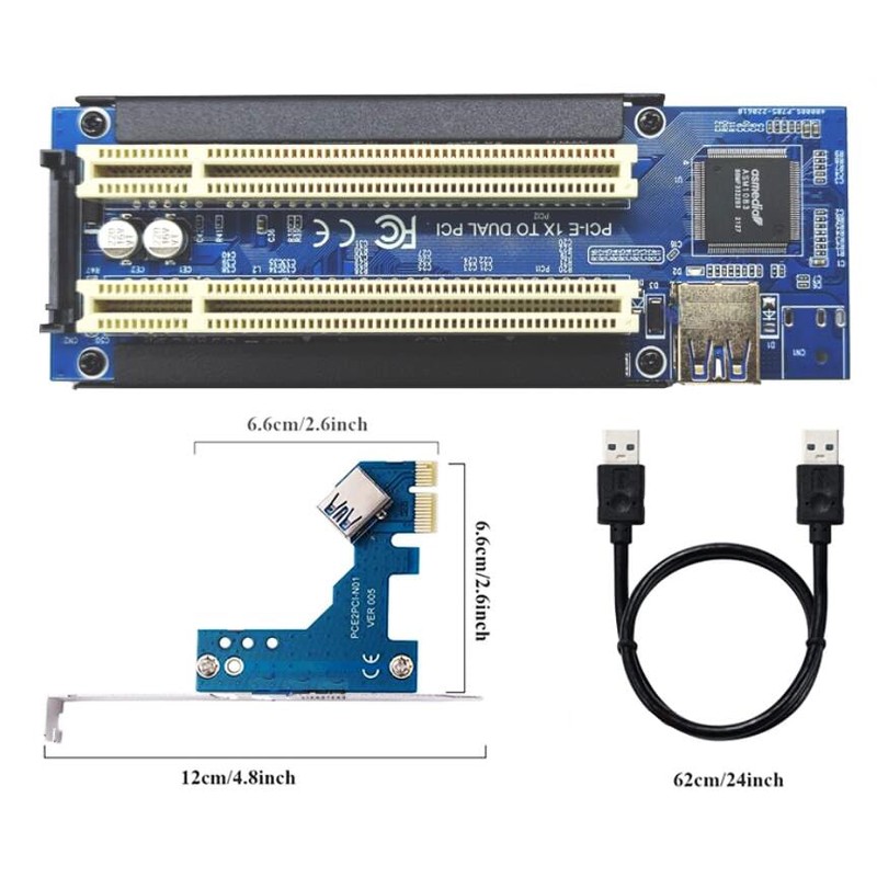 Sintech PCI-E Express X1 to Dual PCI Riser Extender Card