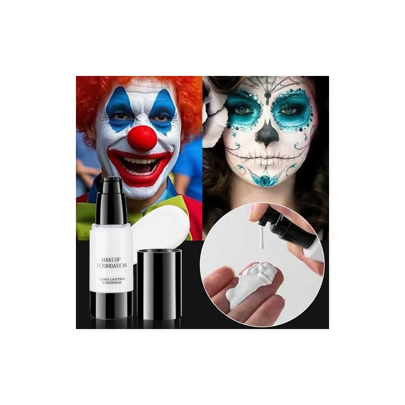 Pintura Facial Blanca Halloween Maquillaje Base Líquida Cara 30ml Profesional