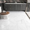 WESTICK White Marble Peel and Stick Bathroom Floor Tile Self