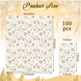 KJQJLY 100 Pcs Winter Napkins Paper Disposable snowflake napkins Xmas Snowflake Paper Napkins for Kitchen Decorative Party Winter Festive and Christmas Decoration 13 x 15.7 in