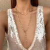 KURTCB Rhinestone Necklace for Women Boho Long Y Lariat Necklace