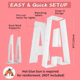 Cool White 4FT Marquee Light Up Letters, Light Up Letter A, Marry Me Light Up Letters, Giant Marquee Letters for All Events, Birthday Wedding Decorations Party Decor