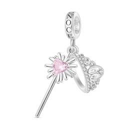GNOCE Charm Pendant Wicked Elphaba on Broom Flying Pendant S925 Sterling Silver Charm Beads for Bracelet Necklace Jewellery Gift for Fans, Silver, Cubic Zirconia