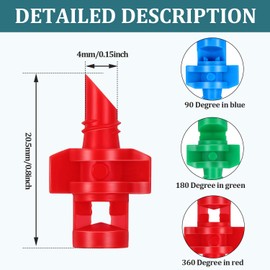 150 Pieces Water Spray Misting Nozzle Garden Sprinkler Sprayer and Drip Irrigation Hole Punch Tool for Plants Garden Lawn Irrigation System, 90 Degree, 180 Degree, 360 Degree