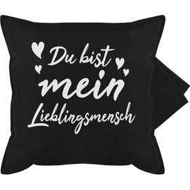 Cushion Cover - Valentine's Day Partner Cushion Ideas - Du bist Mein Lieblingsmensch - Herzens Mensch - Herzens Mensch Gift Best Friend Gifts Women Men Small - 50 x 50 cm - Black - for Her