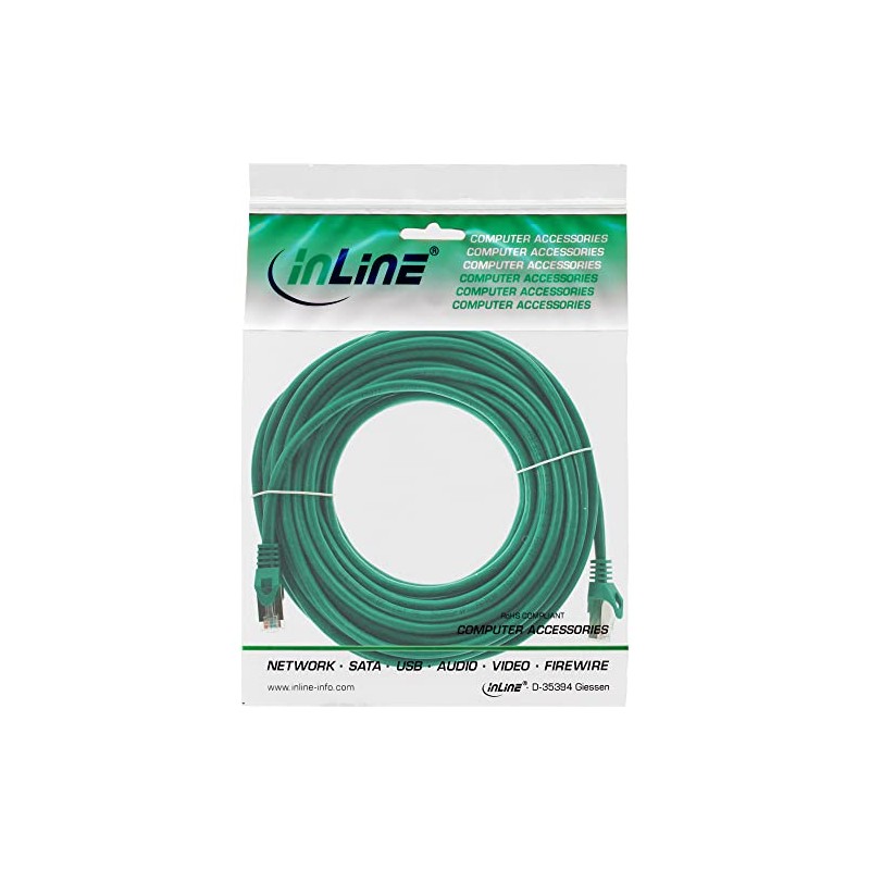 InLine® Patch cord, InLine®, S-FTP, Cat. 5e, green, 15m