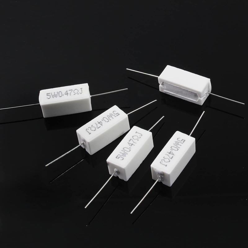 Qjaiune 10Pcs Cement Resistor 5W 0.47 Ohm Resistor, Ceramic Resistor