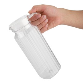 Fridge Door Drinks, 1100ml Acrylic Transparent Bottle Striped Water Ice Cold Jug with Lid for Bar Home (1100ml)