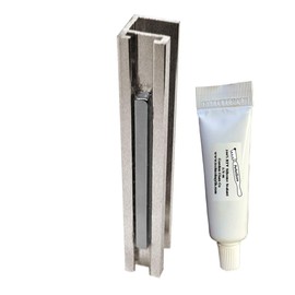 3" Brushed Nickel Universal Frameless Shower Door U-Channel with 2" Magnet and Clear 100% Pure RTV Silicone Sealant for 1/8", 5/32", 3/16", and 1/4" Glass