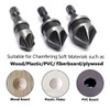 Bestgle 3pcs 1/4 Inch Shank 5 Flutes Countersink Chamfer Drill