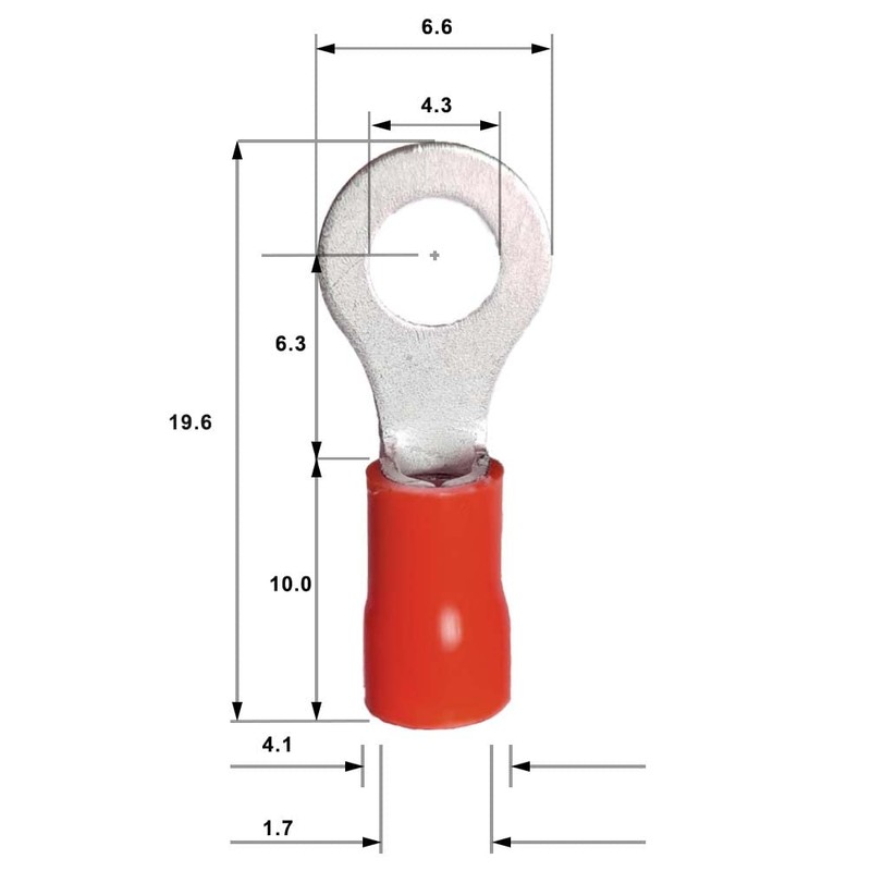 WeltiesSmartTools 10 Insulated Ring Cable Lugs M4 Red Insulated Crimp