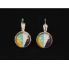 Miniblings Colourful Stripes Pattern Cabochon Rockabilly Earrings White Blue Green