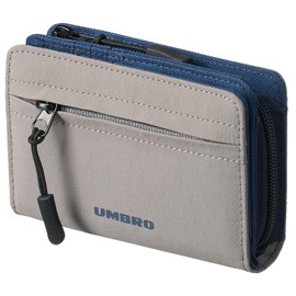 Umbro Bi-Fold Wallet, Men's, Women's, Round Zipper, Nylon, Coin Purse and Card Storage, Mini Wallet, GRAY