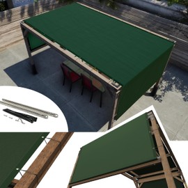 Amgo 9' W x 26' L Green Pergola UPF50 Sun Shade Canopy Replacement Cover with Stainless Steel Weighted Rods, 95% UV Blockage, Commercial Grade 260 GSM for Outdoor Patio (We Make Custom Size)