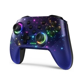VOYEE Switch Controller, Wireless Pro Controller Compatible with Switch/Lite/OLED, Multi-Platform Windows PC/IOS/Android Controller with Cool RGB Light/Programmabele/Motion/Vibration/Turbo/Wakeup