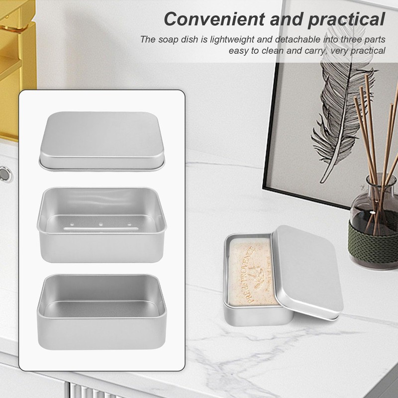 SHENGYIG Pack of 3 Aluminium Soap Box, Soap Dish with
