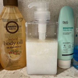 Lotion pumping container transparent empty bottle 450ml cosmetic dispenser / 로션 펌핑 용기 투명 공병 450ml 화장품 디스펜서