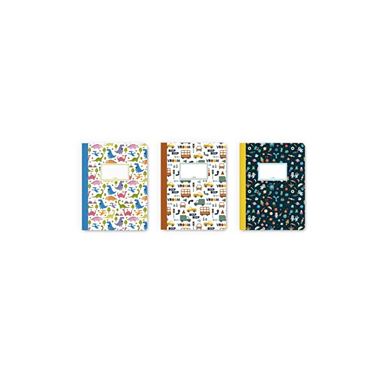 dabelino® Set of 3 notebooks A5 for children/boys: lined (dinosaurs,