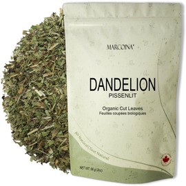 Organic Dandelion Herbal Tea Loose Leaves by Marcoina - Cut Leaves, 56g in Resealable Bag, Caffeine-Free Tea from Albania - Perfect for Hot Brews, Cooking, and Spices - Known as Taraxacum Officinale, feuille de pissenlit, Pu Gong Ying - 2oz.