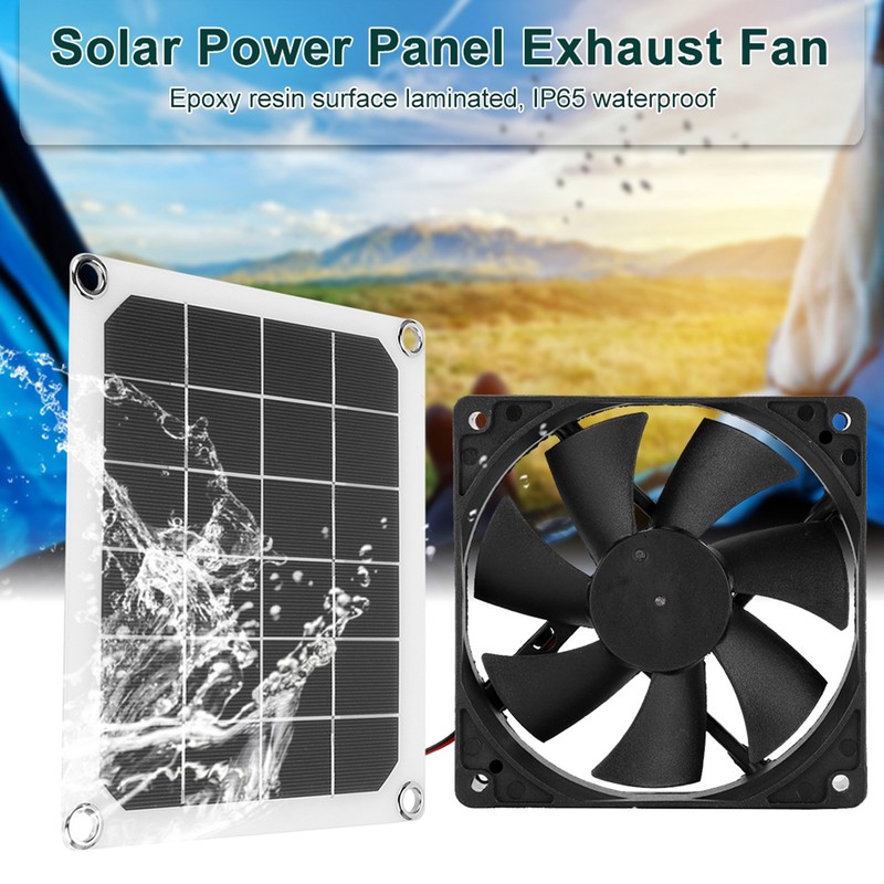 6V 10W Outdoor Solar Power Panel Exhaust Fan USB Charging