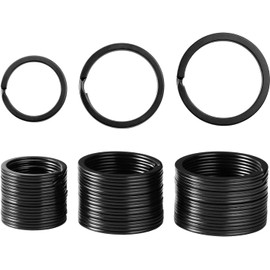 30 Pieces Flat Key Rings Metal Keychain Rings Split Keyrings Flat O Ring for Home Car Keys Attachment, 25mm, 30mm, 35mm, Black