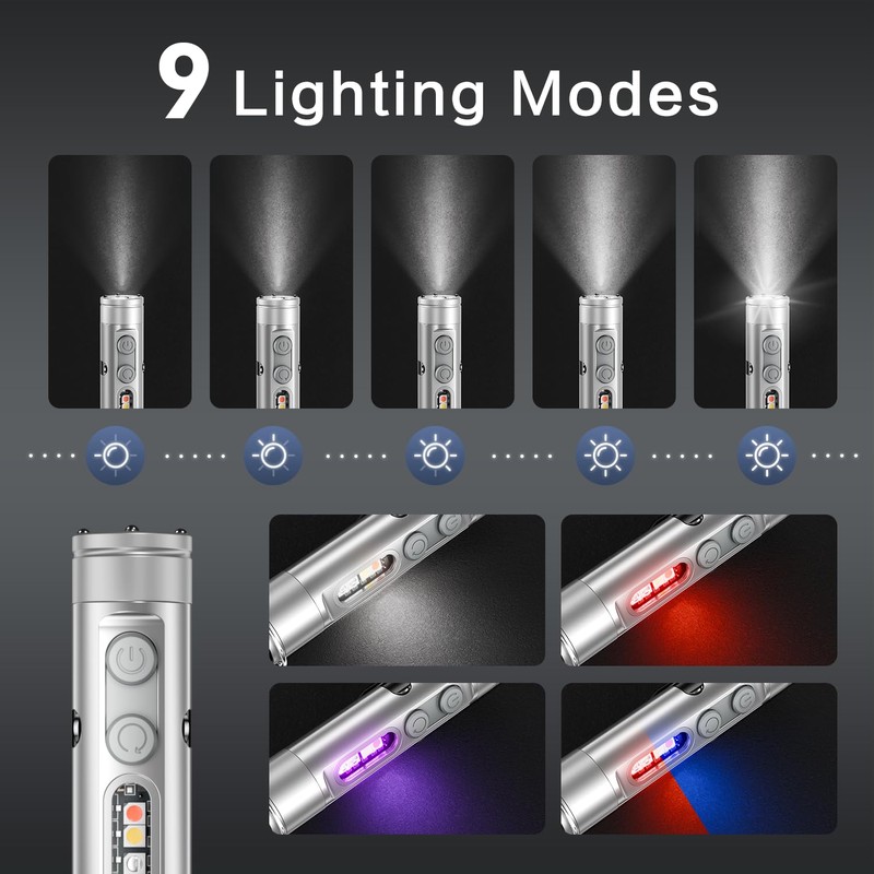 WAIORD Mini Flashlight, 500 Lumens Rechargeable EDC Pocket Keychain Flashlight