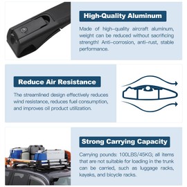 ECCPP Roof Rack Crossbars fit for Toyota RAV4 2013-2018 Rooftop Luggage Canoe Kayak Carrier Rack - Fits Side Rails Models ONLY