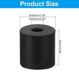 PATIKIL Anti-Vibration Washers 30mm OD 10mm Inner Diameter 30mm Thickness 4pcs Rubber Round Anti Mechanical Mechanical Damping Feet Pad Black