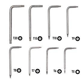 Torx Screwdriver, T6, T8, T9, T10, T5, Hexagonal Star Screwdriver, Magnetic Included, Hex Robe, Torx Wrench Set, L-Shaped, Compatible with Anti-Fiddling Screws, 8-Piece Set, Precision Screwdriver Set, Mac Mini, Hard Disk Disassembly, Mac Book HDD Disasse