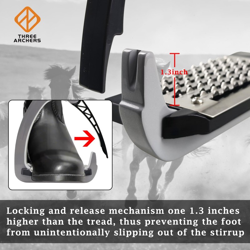 THREE ARCHERS Side Opening Safety Stirrups for Adults,4.7”Anti-Slip Grated Tread