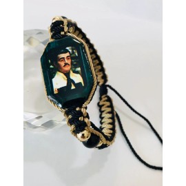 Pulsera Jesus Malverde doble tejido en nuevo color negro con kaki hecha a mano