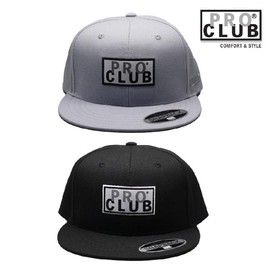 PROCLUB Men's Retro Flat Bill Logo Hat Casual PRO CLUB Logo Snapback Hat Hip Hop LA Streetwear Casual Hat Black White Gray Cotton Plain Summer Winter - Color: Black, Size: One Size (Snapback)