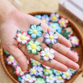 Handmade100 Pcs Mulberry Paper Flowers 30x30mm Mini Paper Flowers Scrapbooking Wedding DIY Craft Supplies Card Artificial Flowers (Mixed Colors)