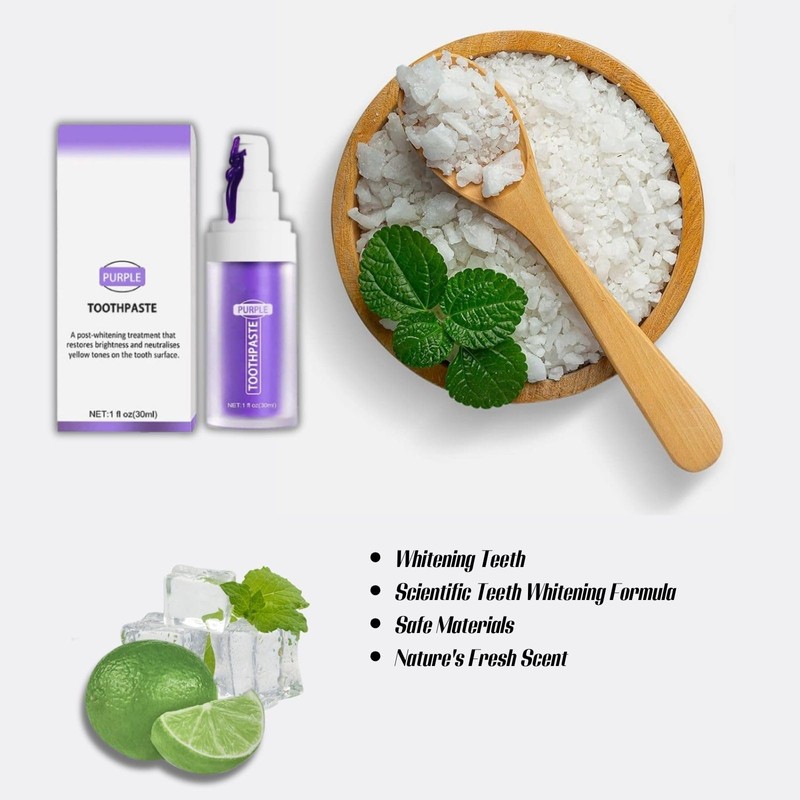 Purple Teeth Whitening Toothpaste, Purple Toothpaste Whitening for White Teeth,