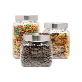 American Atelier Hammered Canister Glass Jars, 3 Piece Set, Main Street