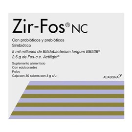 Zir-Fos Probiótico y Prebiótico | Mejora la Digestión, Reduce el Estreñimiento | Equilibrio de la Microbiota Intestinal con Bifidobacterias | 30 Sobre