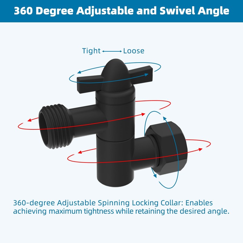 Hibbent All Metal Shower Head Elbow Adapter, 360 ° Adjustable