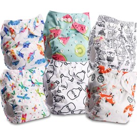 Littles and Bloomz Reusable Nappy, Standard Popper, 6 Nappies, FLP2-0606
