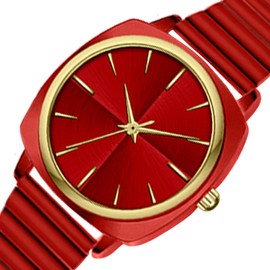 Women Watch Red Watch Square Watch Metal Bracelet Watch