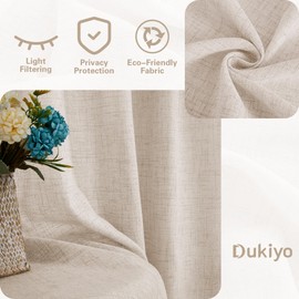 DUKIYO 30 Inches Kitchen Curtains 2 Panels Light Coffee Tan Beige Drapes Linen Tier Curtain 30 Inch Length Privacy Rustic Farmhouse Boho Cafe Short Drapes for Small Window Bathroom RV W25xL30