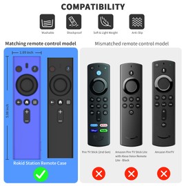 FGERWZ Protective Case for Rokid Station Remote Control Case,Lightweight Anti-Slip Shock Proof Soft Silicone Case,Remote Controller Cover with Lanyard Glow in Dark (Dark Blue)