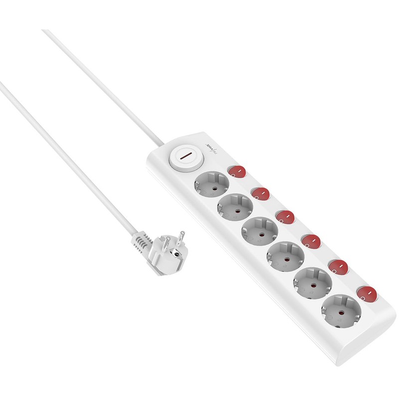 revolt Set of 4 6-Way Socket Strips, Individually Switchable, Main